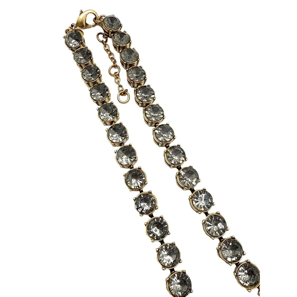 NWOT J. Crew Bib Necklace Gray Smoky Crystal Coral Pink Riviere Rivoli 20
